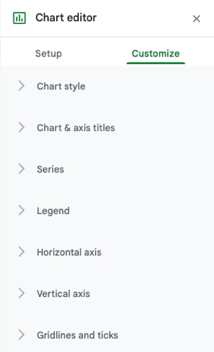 Chart Editor Customize tab section