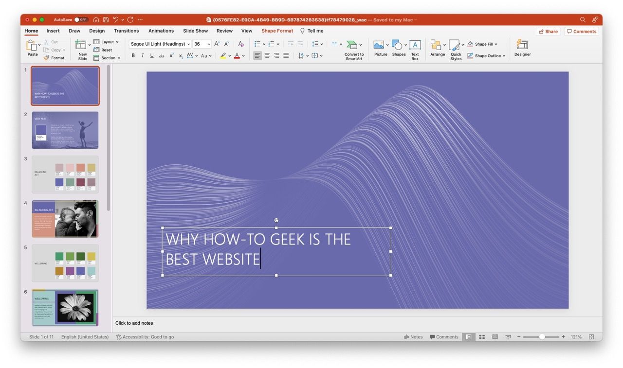 Screenshot of Microsoft PowerPoint on Mac