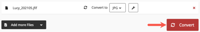 Convert button on CloudConvert