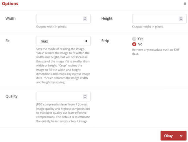 Image adjustment options on CloudConvert