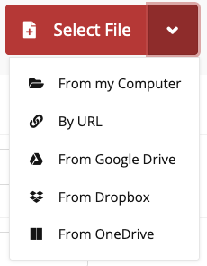 Select File options on CloudConvert