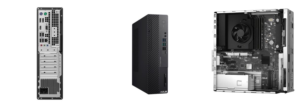 ASUS ExpertCenter D7 SFF front, back, and sides