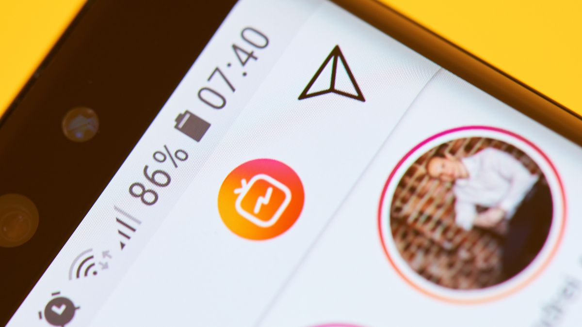 Message icon on Instagram on smartphone