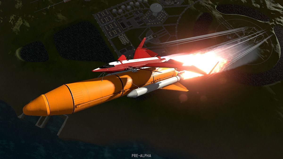 Screenshot of a rocket in Kerbal Space Program 2