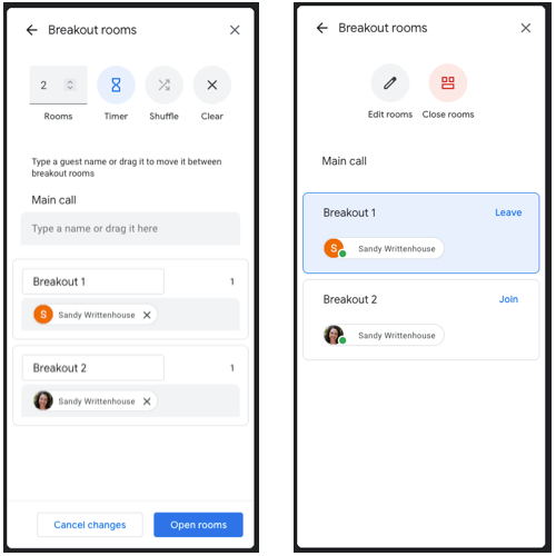 Manage Breakout Rooms in Google Meet