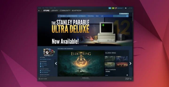 Screenshot of Steam on Ubuntu