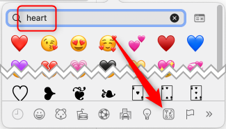 Search heart or click Symbols.