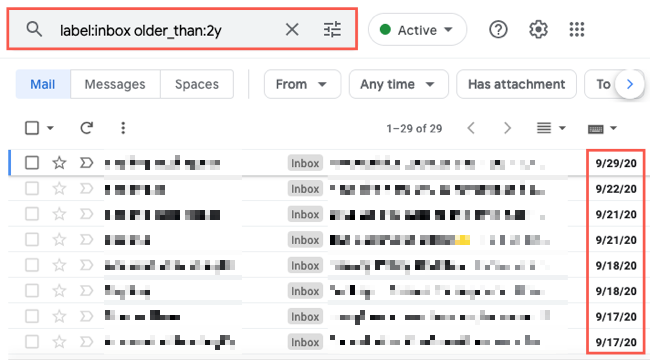 Gmail Search emails older than 2 years