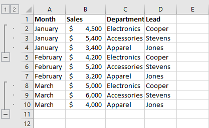 Two groups of rows in Excel