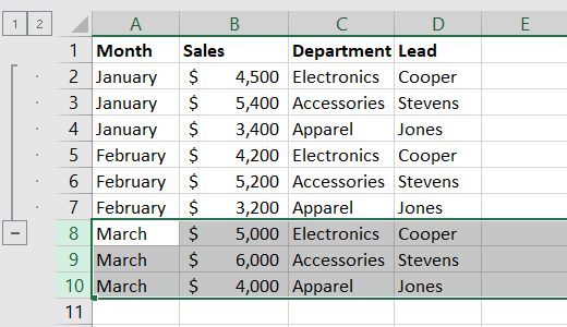 How to Group and Collapse Rows in Microsoft Excel