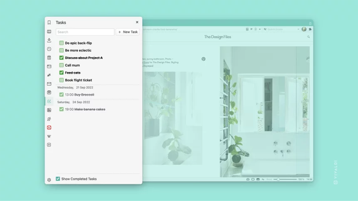Vivaldi tasks bar screenshot