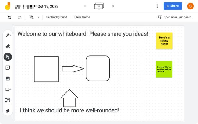 Whiteboard during a Google Meet