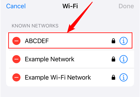 Tap the name of a Wi-Fi network you've previously connected to. 