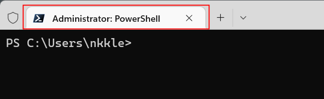 Windows PowerShell open in Windows Terminal as Administrator.