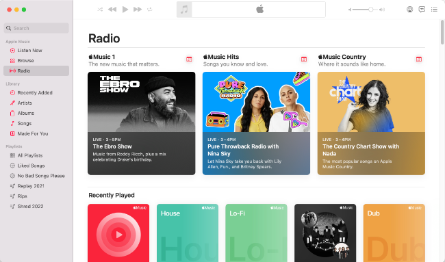 Apple Music on macOS Monterey