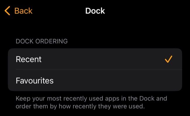 Apple Watch dock ordering by recent apps