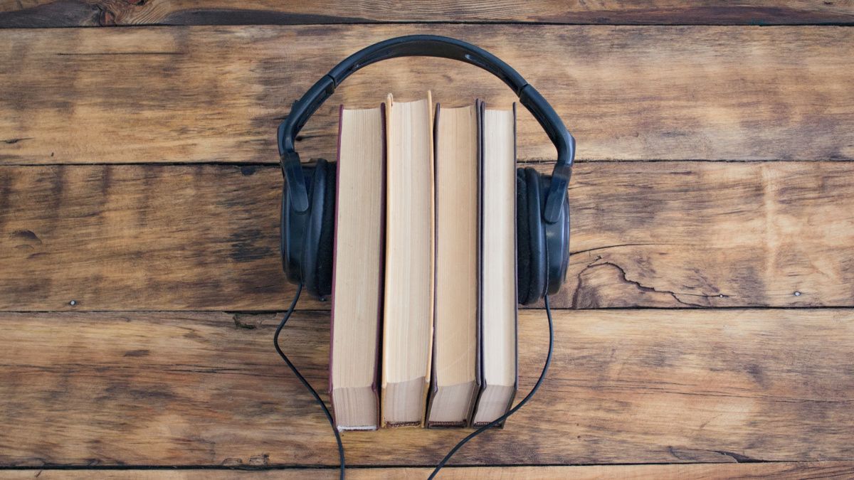 Books with headphones.