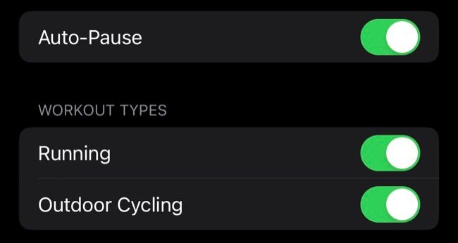 Toggle Auto-Pause in Workout settings on companion iPhone Watch app