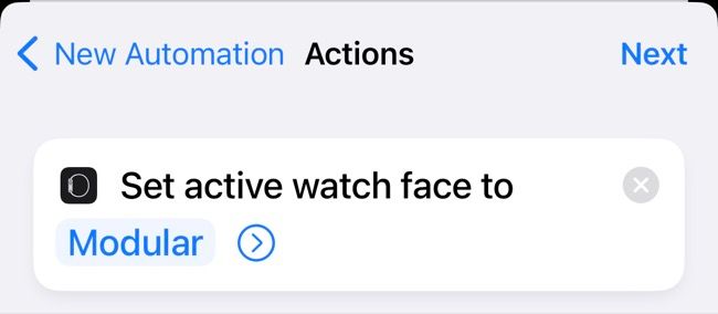 Set Watch Face action in Shortcuts