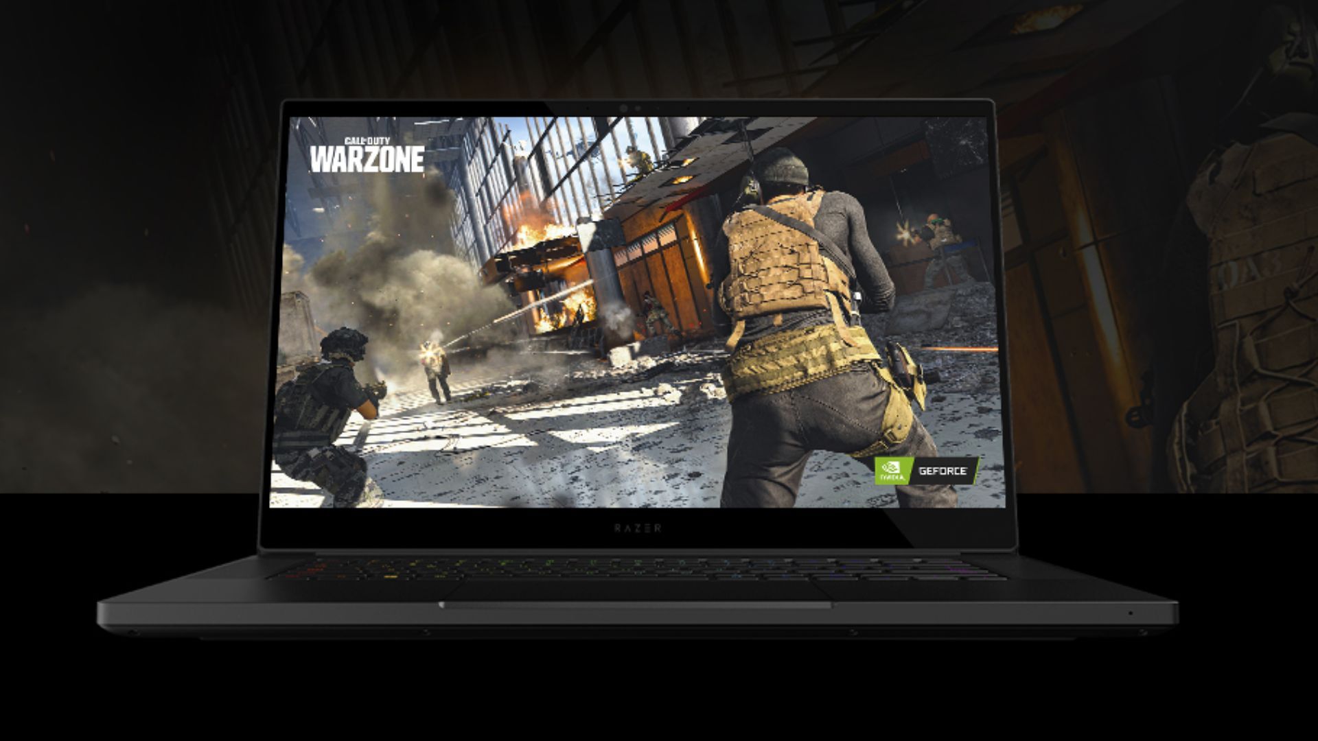 call of duty warzone running on a razer gaming laptop