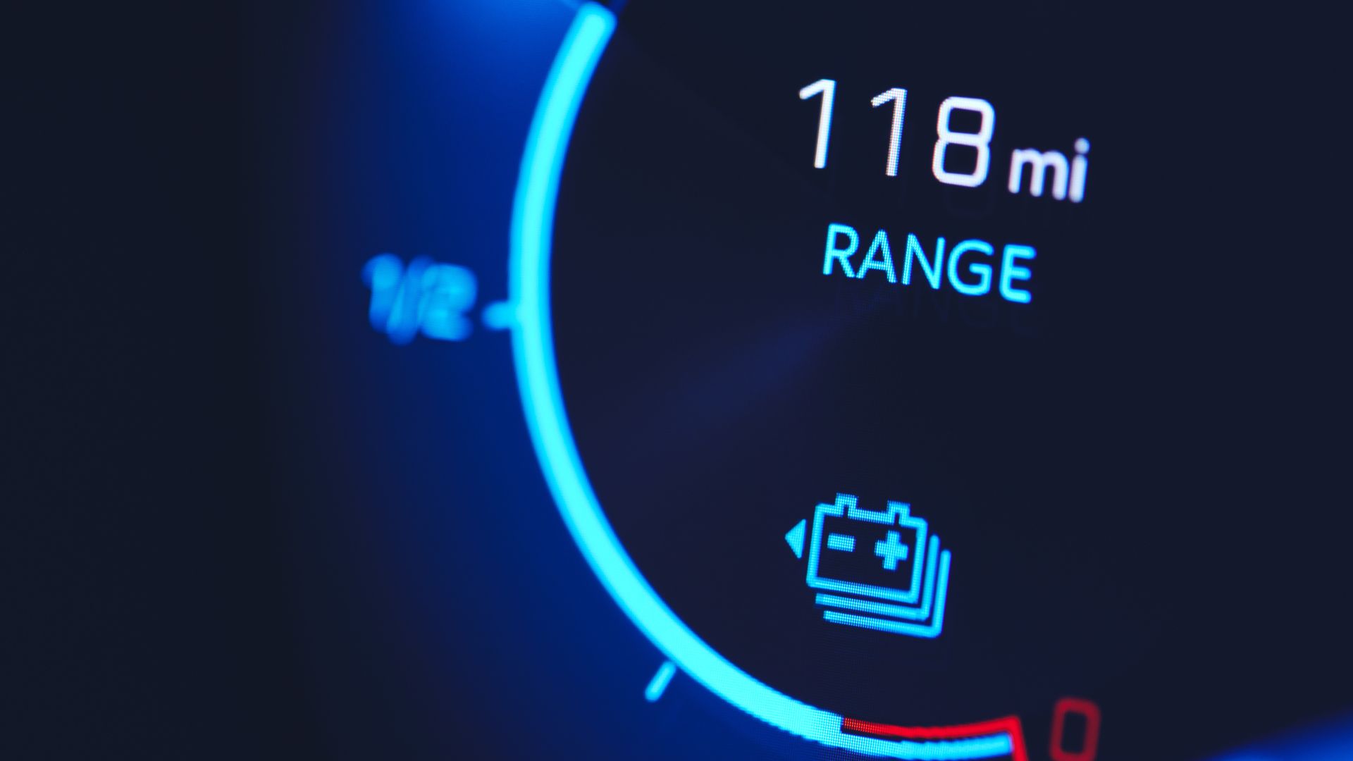 Electric car dash range gauge
