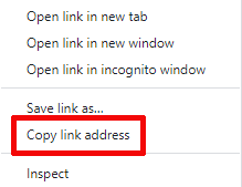 Copying a link in Chrome