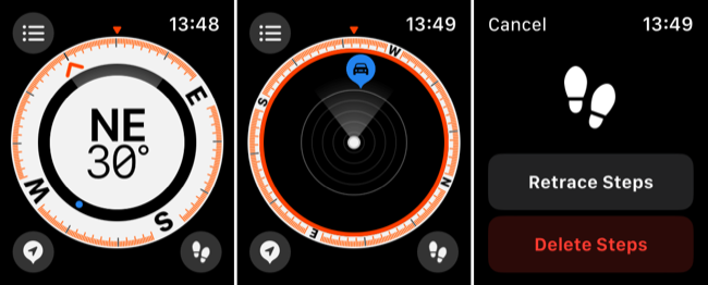 Apple Watch Compass app views