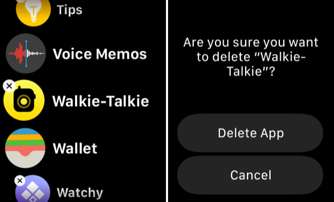 Delete the Walkie Talkie app from your Apple Watch