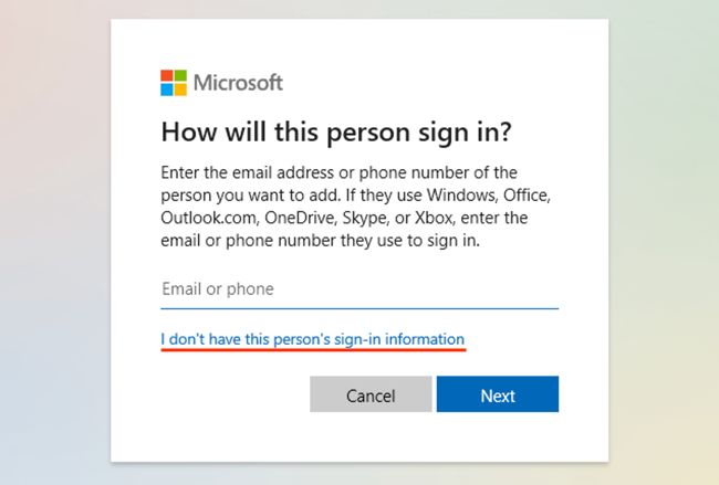 Dismiss attempts to create a Microsoft Account in Windows 11