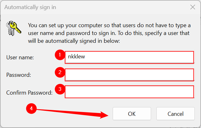 Enter your username, password, and then click "OK."