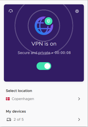 Mozilla VPN main interface