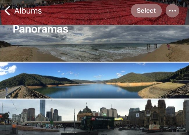 Viewing the Panoramas album in Photos for iPhone