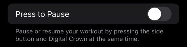 Disable Workout pause shortcut in Watch settings