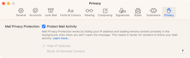 Privacy Protection in Mail for macOS