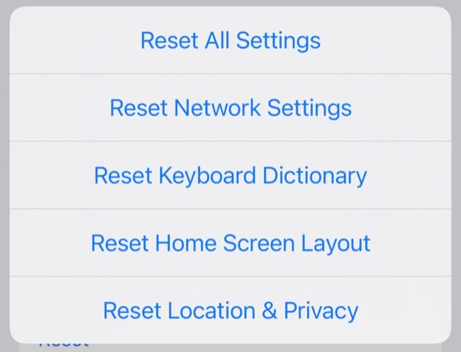 Reset iPhone network settings