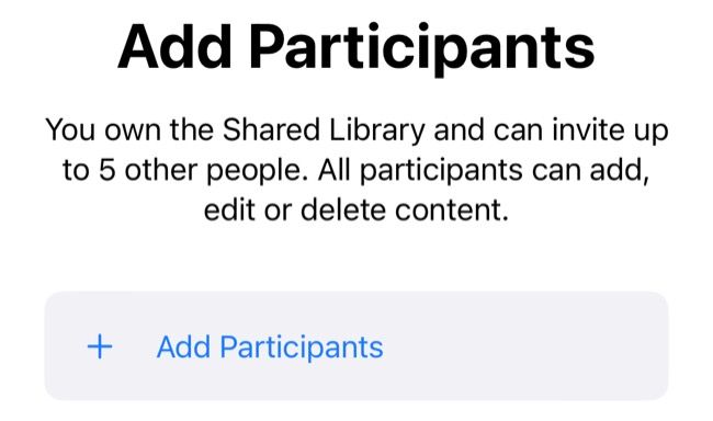 Add participants to Shared Library on iPhone