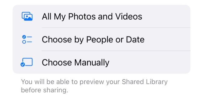 Choose photos and videos to add to Shared Library