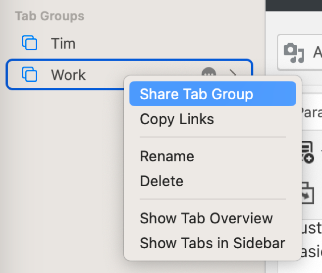 Share Tab Groups in Safari for macOS 13 Ventura