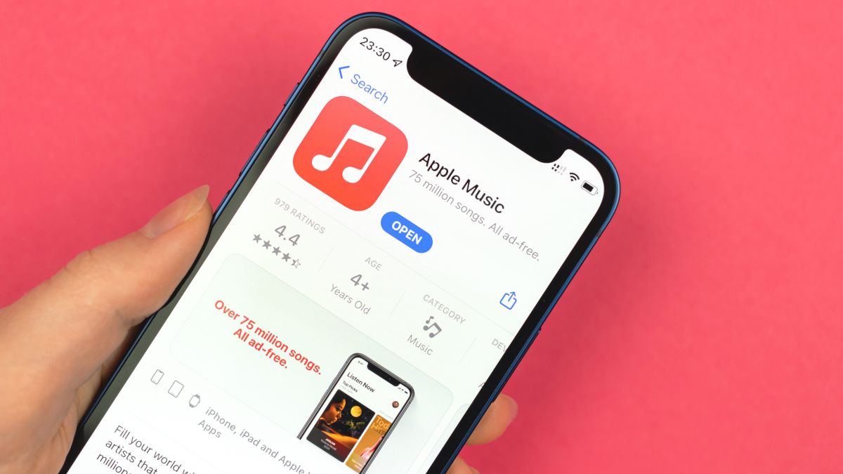 The Apple Music app in the AppStore on an iPhone 12 mini.