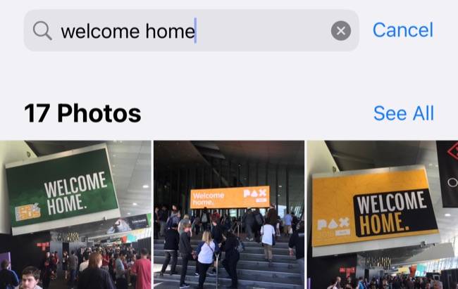 Searching for text within the iPhone Photos app