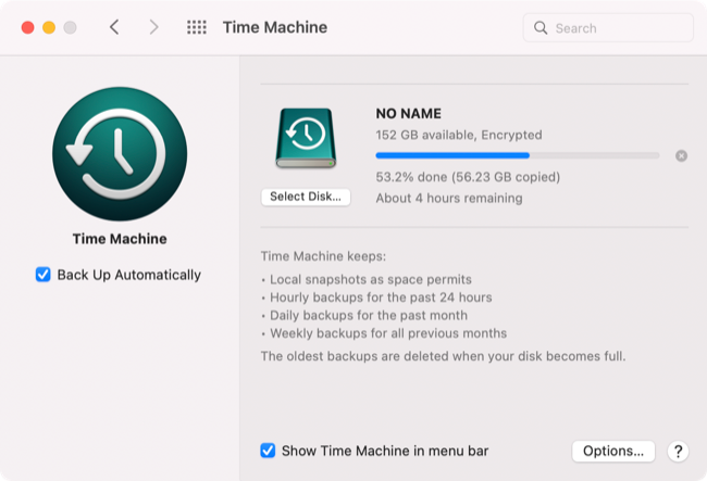 Time Machine backup on macOS 12 Monterey