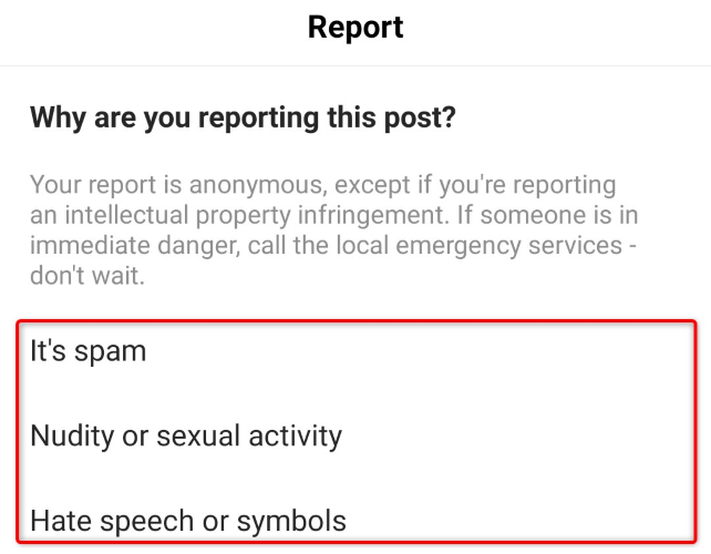 Choose a reason for reporting the post.