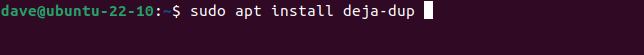 Installing the deja dup backup software
