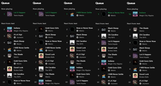 Playlists shuffled.