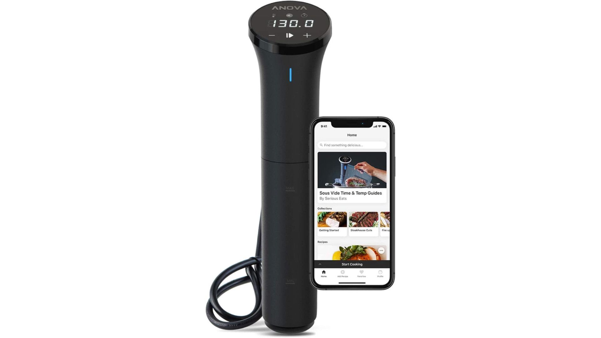 A sous vide is shown with a smartphone.