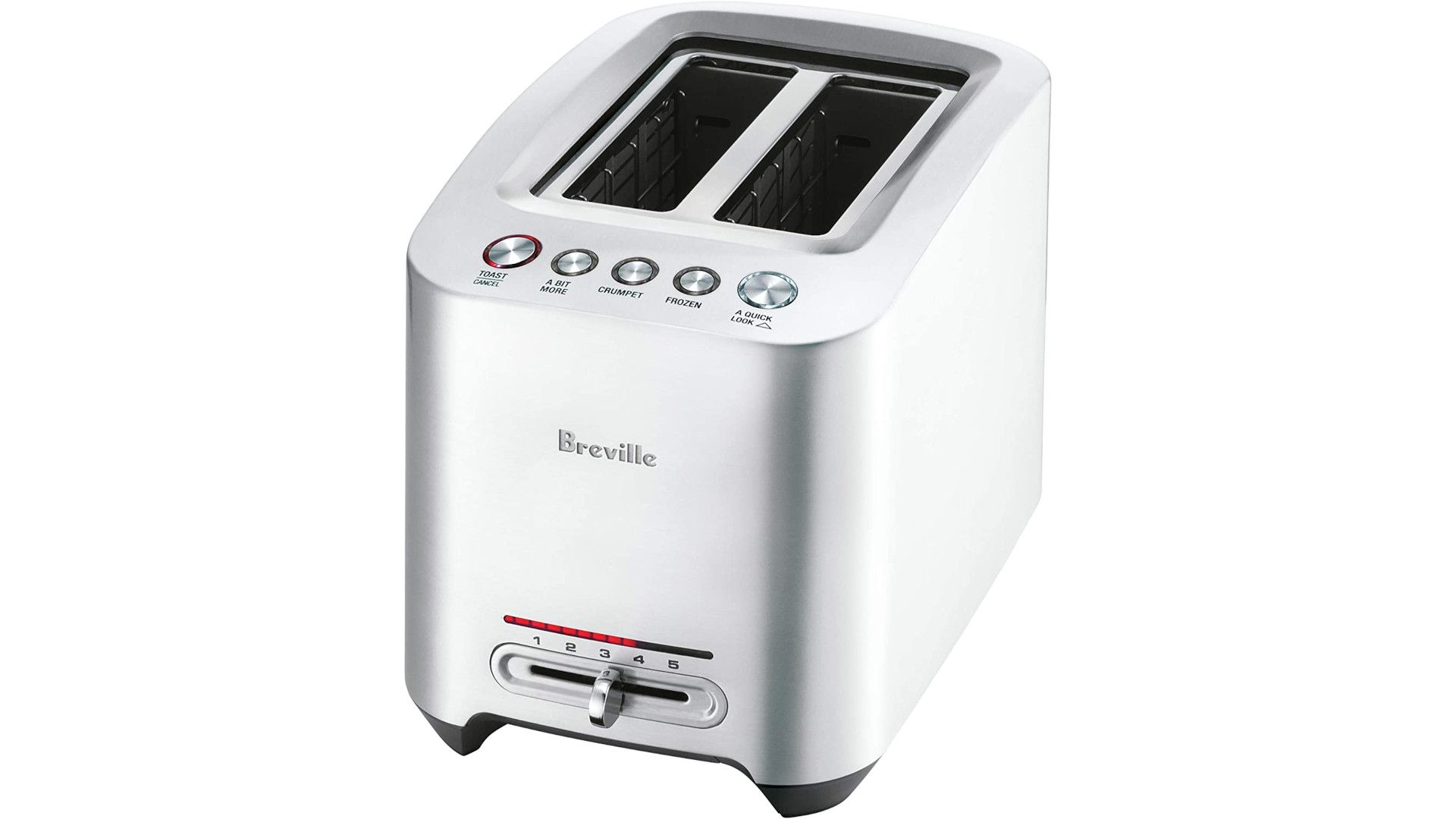 A smart toaster is shown on a white background.
