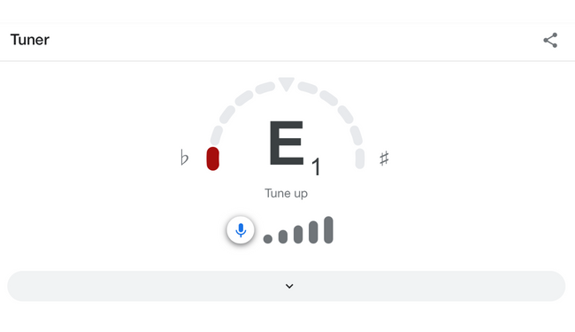 Google Guitar Tuner showing off-key E note