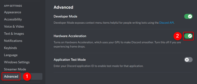 Click "Advanced" and disable "Hardware Acceleration."