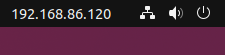The LAN IP address extension in the Ubuntu top bar