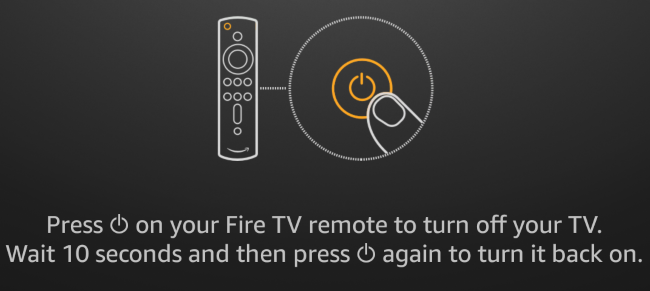 Press the Power button on the Fire TV Stick remote.
